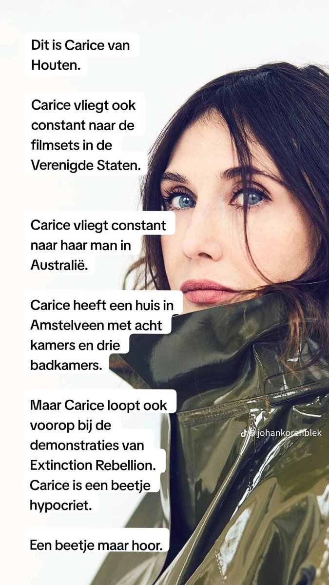 Een beetje maar / naar hoor. #caricevanhouten #extinctionrebellion #hypocriet