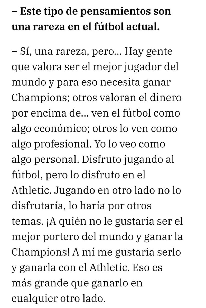 albeert5_'s tweet photo. Buenos dias. Que un portero del nivel de Unai Simón piense esto, refuerza la idea de que estamos por el camino correcto. No hay nada más grande que triunfar en el club de tu vida. Le hablaremos a nuestros nietos de ti, igual que nuestros abuelos nos hablan de Iribar. https://t.co/8LbEy8wdIn