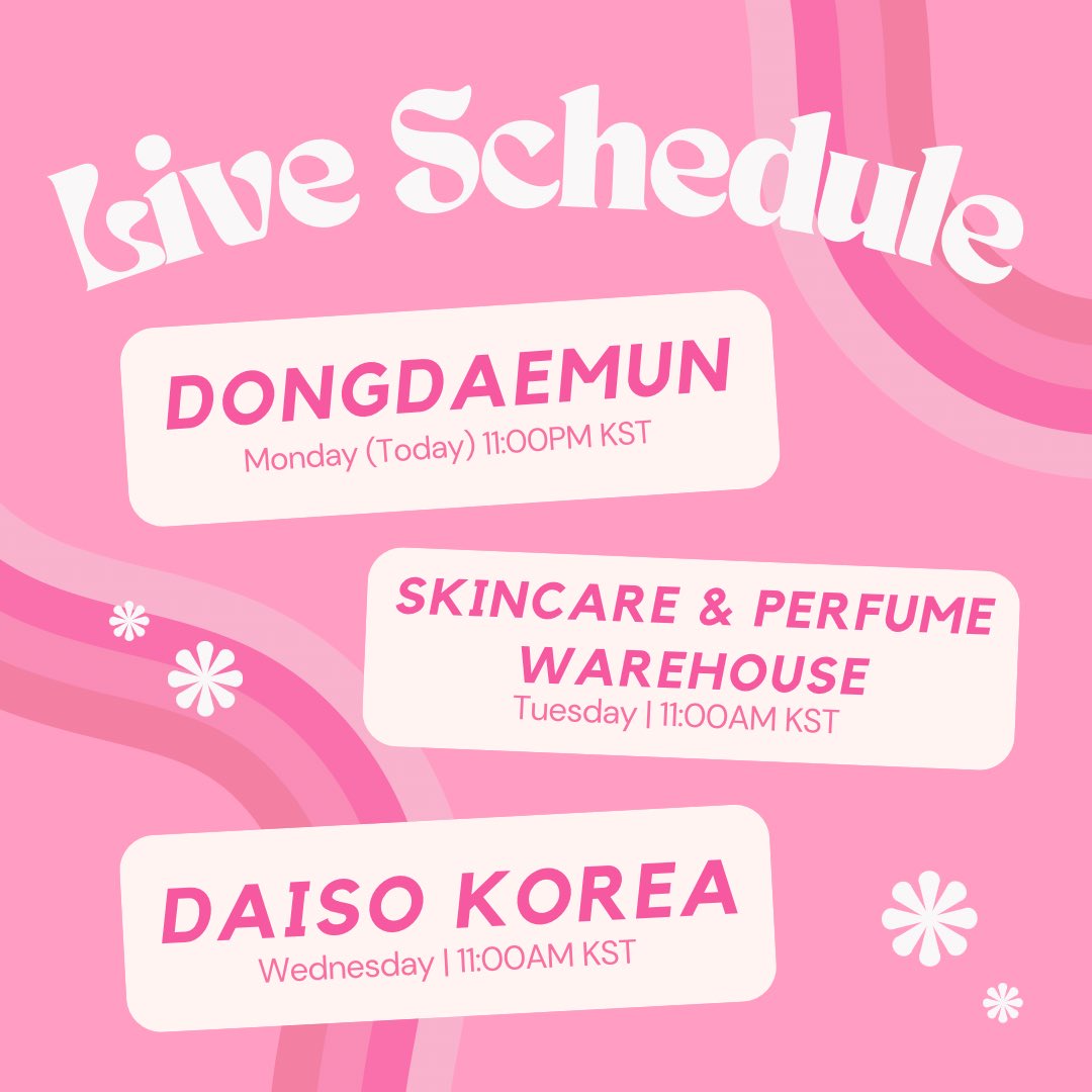 KglobalServices's tweet photo. Hen-lo besties! 💗

Here's our schedule this week (ﾉ´ з `)ノ

Latuuuur 11:00PM KST – Dongdaemun Market
Trendy Clothes!!! 

Skincare &amp; Perfume Warehouse tomorrow 11:00AM KST – All AUTHENTIC

Daiso Korea on Wed 11:00AM KST – Cute finds

For NEW MINERS: We REQUIRED DP (人･㉨･)♡ https://t.co/hfIGIgIOT9