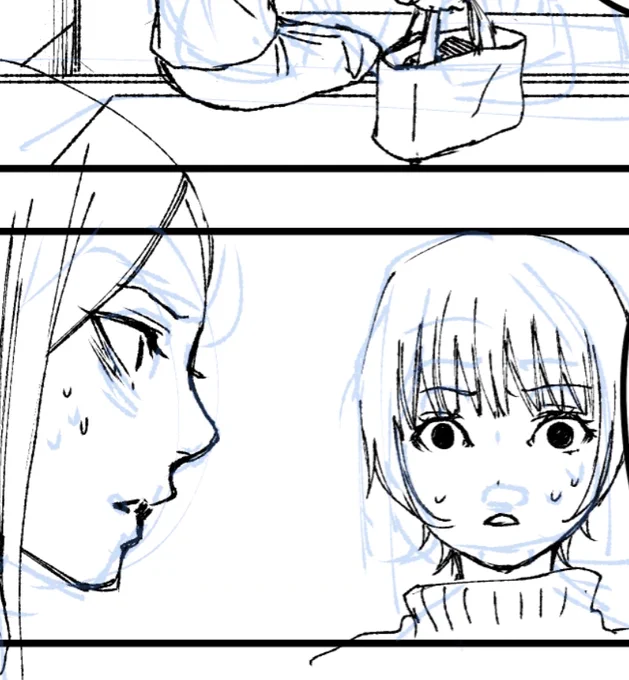 140文字怪談、今まで鉛筆描きだったけどガサっとしたペンで描いてみてるけどどうだろ…? #原稿