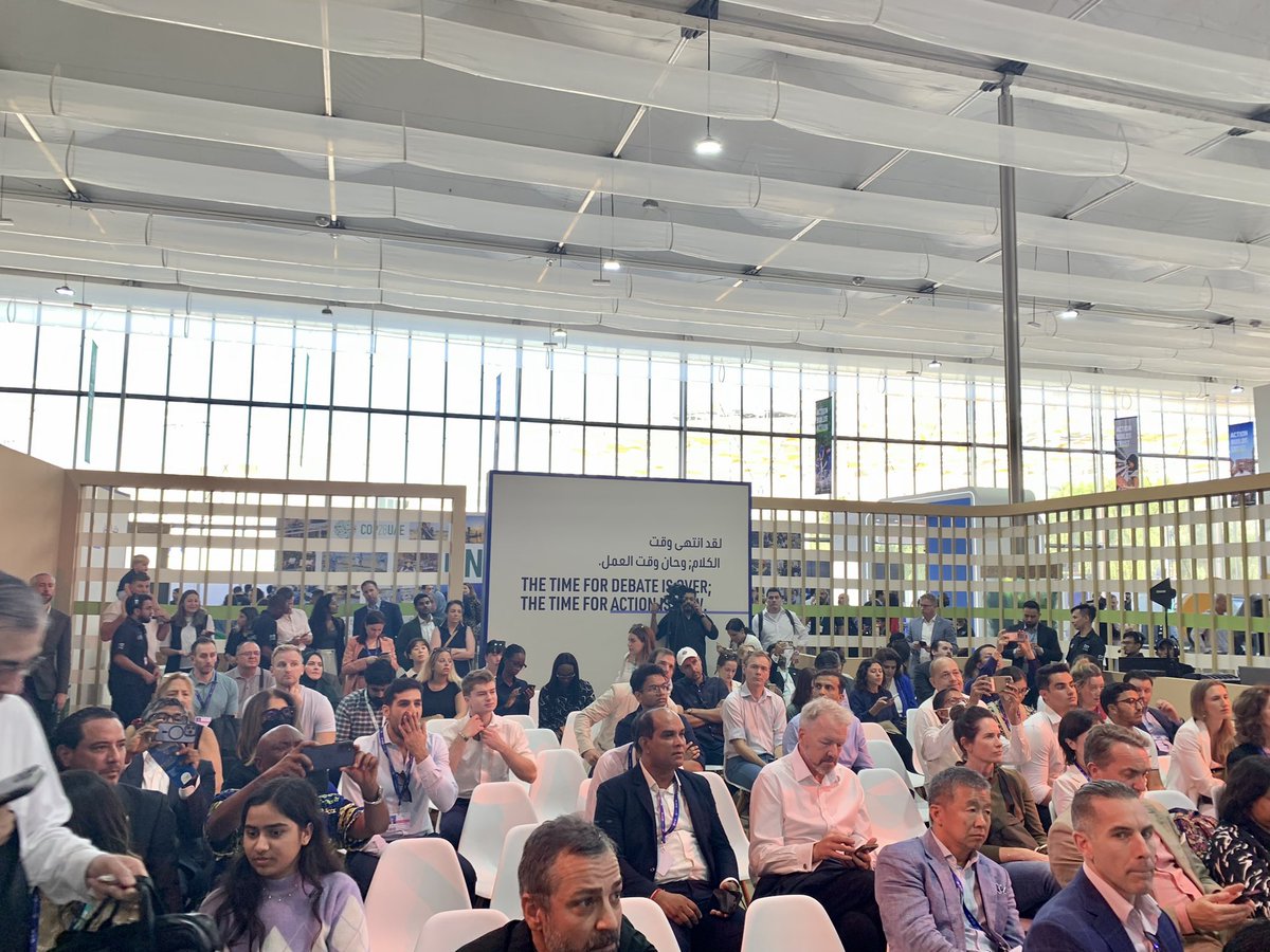 <a href="/COP28_UAE/">COP28 UAE</a> #climate tech coalition event at the Tech and #innovation stage looking at Unlocking Corporate Finance for Climate Tech. Moderated by Celine Bak <a href="/Deloitte/">Deloitte</a> Bridget Fawcett <a href="/Citi/">Citi</a>  &amp; Hoi Ying So <a href="/IFC_org/">IFC</a>. Closing the finance gap is key to realizing the #ParisAgreement