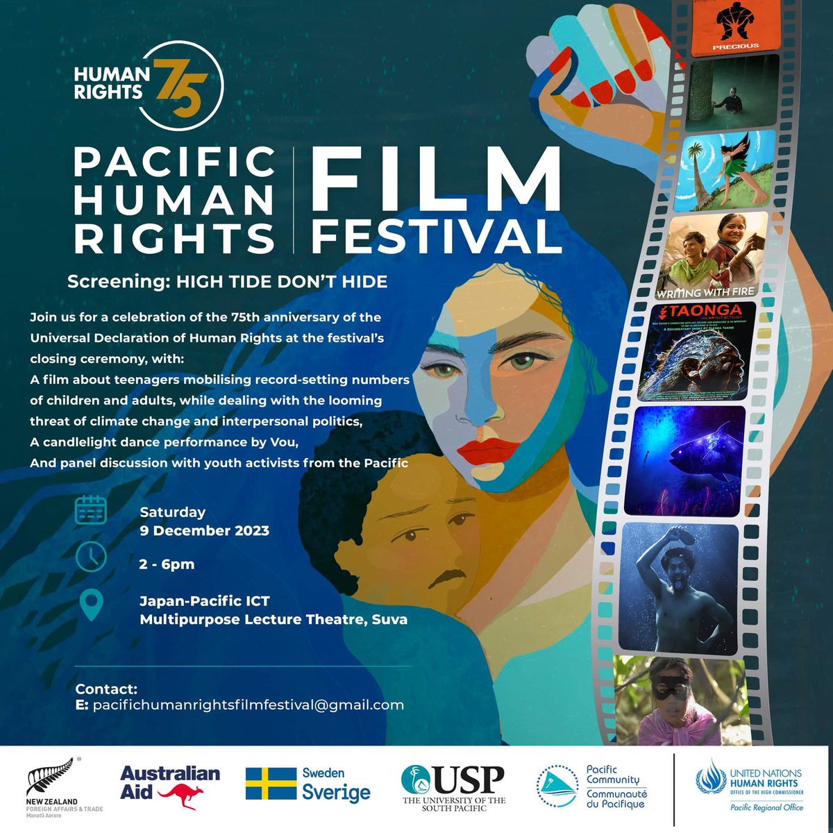 #PacificHumanRightsFilmFestival:⌛️5 more days – we count down to the 75th anniversary celebration of the Universal Declaration of Human Rights. VOU dance group & film on Pacific youth climate activism this Saturday at @UniSouthPacific. Free entry & open to everyone #HumanRights75