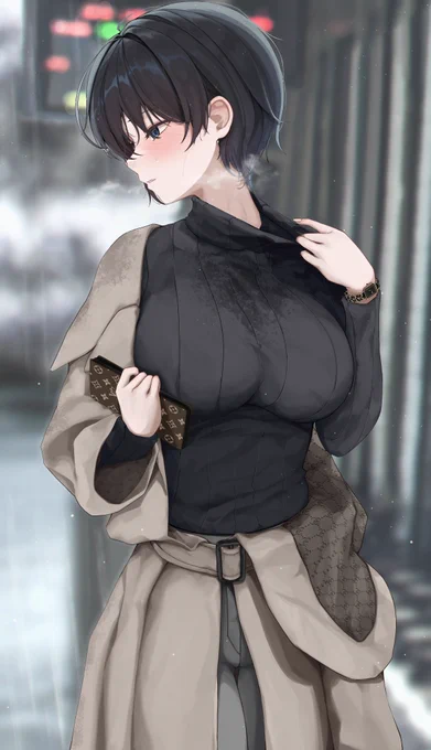 急な雨で走って息切れしたカリンちゃん