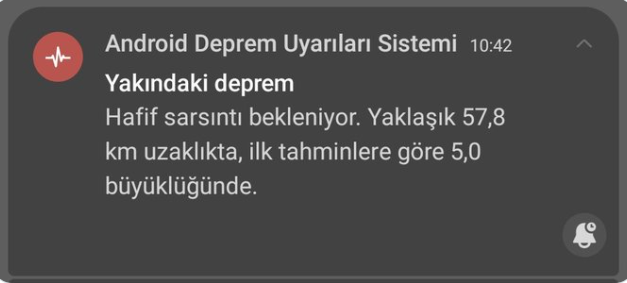 Samsung Andorid telefonuma bildirim geldikten 2 saniye sonra deprem oldu.  #deprem