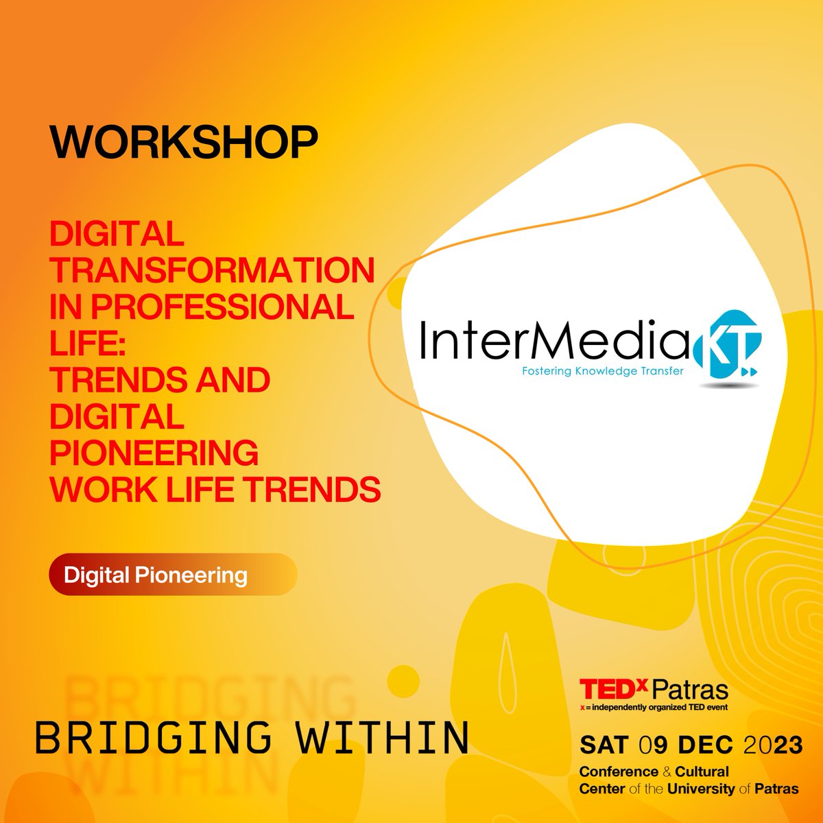 tedx_patras's tweet photo. Στο εργαστήριο της @InterMediaKT θα αναλυθούν τόσο οι μεθοδολογίες αξιοποίησης των ψηφιακών μέσων όσο και η έννοια του digital pioneering. Θα ανακαλύψετε τους τρόπους ώστε να δημιουργήσετε ένα φιλικό και δόκιμο εργασιακό περιβάλλον.

👉Μάθετε περισσότερα: https://t.co/nPZALqOkR3 https://t.co/M5G1Q8SeIs