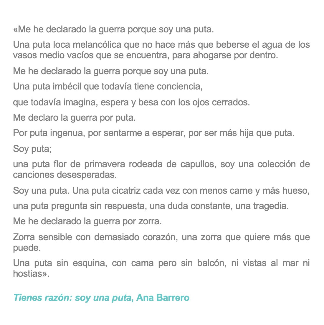Tienes razón: soy una puta, Ana Barrero

#Escritura #PoesíaModerna #AnaBarrero #DiezMilAños #TienesRazónSoyUnaPuta #Kamikaze
