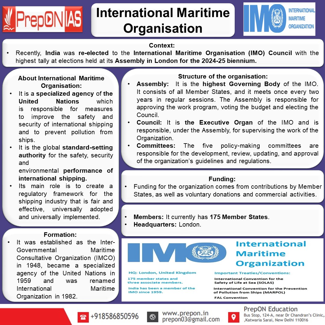 International Maritime Organisation
#InternationalMaritimeOrganisation #InternationalMaritime #UPSC  #UPSCPrelims2024  #upsc2024 #upscexam #upscaspirants #upscpreparation #currentaffairs2023 #CurrentAffairsToday #CurrentNews #infographics #India #UPSCMAINS