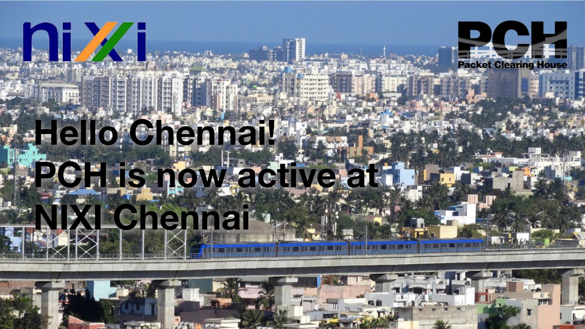 PCHglobal's tweet photo. Hello Chennai!
We are happy to announce that we are now active and ready for #peering at NIXI Chennai!
Thank you @inregistry team for helping us to make this happened!
#dns #peering #Quad9 https://t.co/2HfL9jR3rs