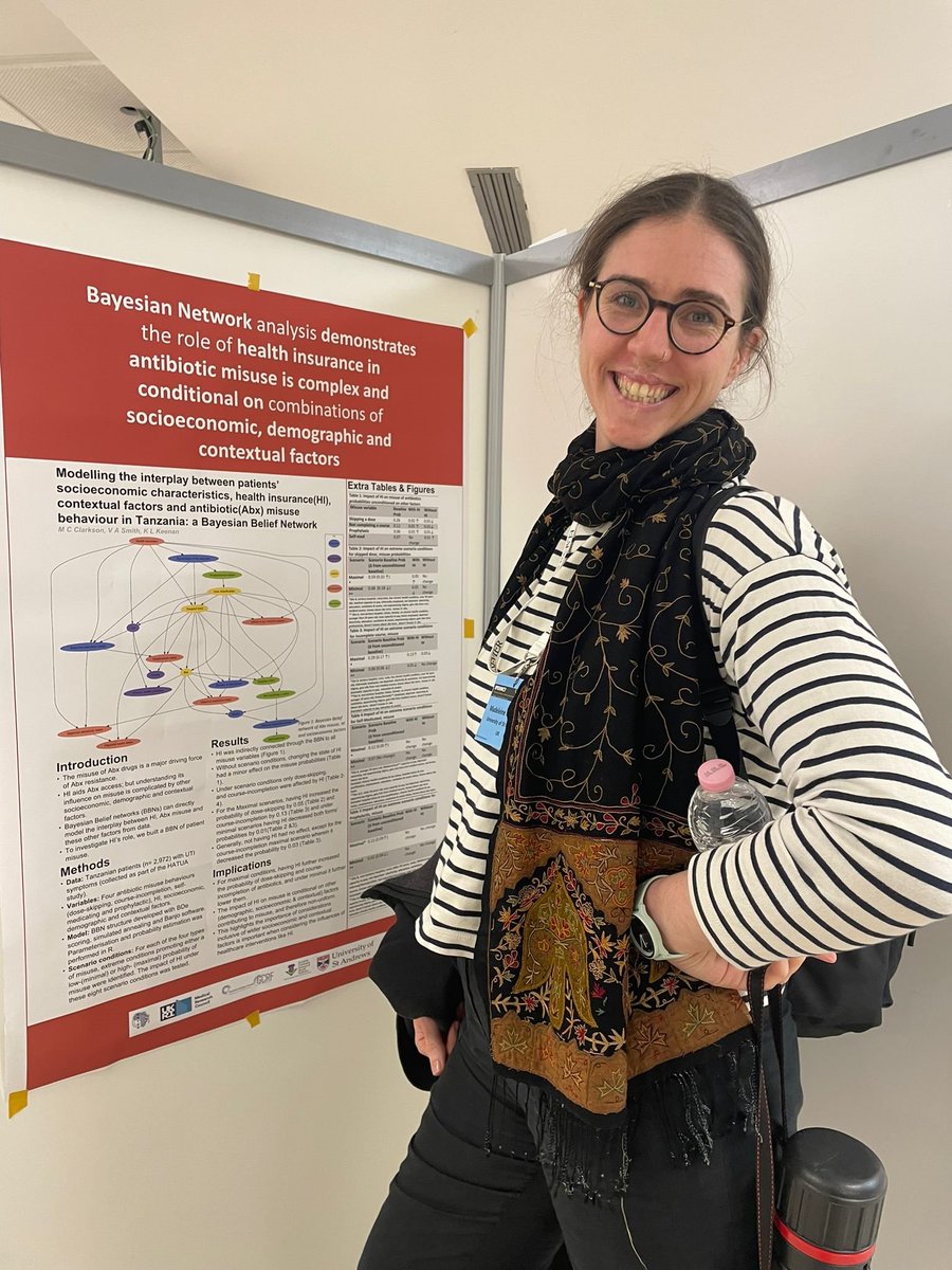 💡@madeleineclrksn & @kejiajiajia presented posters at the #Epidemics International #Conference on #InfectiousDisease Dynamics held in Bologna 🇮🇹. Both apply #Bayesian networks to analyse Holistic Approach to Unravel #AntibacterialResistance (@HATUA_Research) #quant data🦠