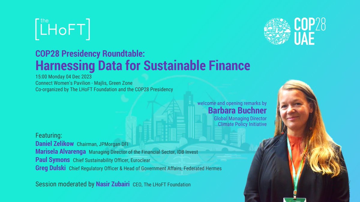 🚀 We are thrilled to join @COP28_UAE! 🚀 📅 TODAY - @ 15:00 | Don’t miss the roundtable Harnessing Data To Drive Sustainable Finance, moderated by our CEO @naszub, at the Connect Women’s Pavilion - Majlis, Green Zone. 🚨 More details 🔗 HERE 🔗 : rb.gy/yuzuk6