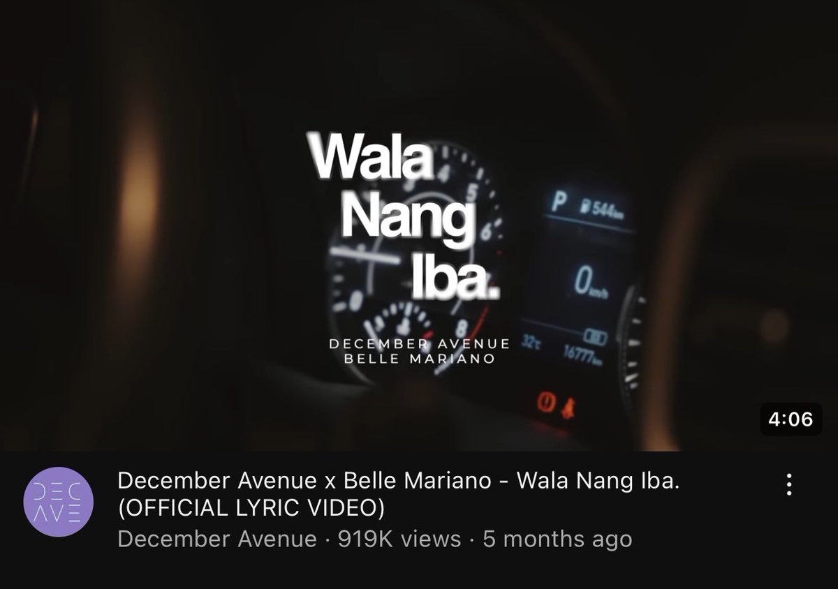 speaking of collabs, i hope we could work on having this MV reach 1M views na. they’re the first band who collaborated with Belle in a song so this must be special 💜

#WalaNangIbaMV
#DecemberAvenue
#BelleMariano