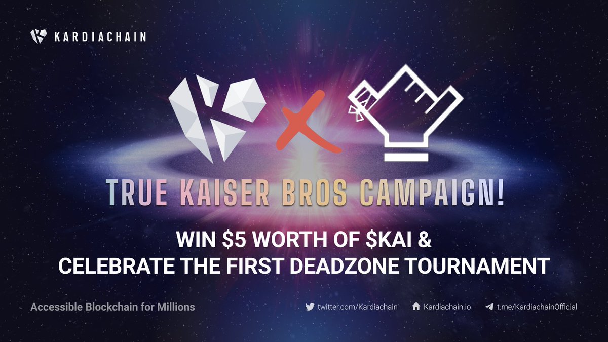 CELEBRATING “TRUE KAISER BROS!” CAMPAIGN Hey Kaiser Bros, the first #Deadzone tournament on KardiaChain Mainnet will occur this Friday, 8 December 2023! Together with @Brototype_xyz , we are celebrating this tournament with an airdrop campaign to reward the 10 luckiest Kaiser…