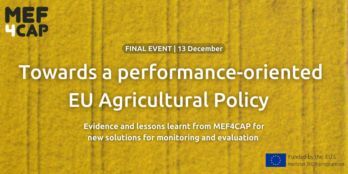 MEF4CAP (@mef4cap) on Twitter photo How can the capacity of #MonitoringAndEvaluation be improved to support a move towards a more performance-based #CAP?
Attend our final event to hear from policy experts with introductory remarks from <a href="/tcddublin/">Trinity College Dublin</a>'s <a href="/xAlan_Matthews/">Alan Matthews alanmatthews@bsky.social</a>.
🗓️13 December
👉eventbrite.co.uk/e/towards-a-pe…
#MEF4CAP How can the capacity of #MonitoringAndEvaluation be improved to support a move towards a more performance-based #CAP?
Attend our final event to hear from policy experts with introductory remarks from <a href="/tcddublin/">Trinity College Dublin</a>'s <a href="/xAlan_Matthews/">Alan Matthews alanmatthews@bsky.social</a>.
🗓️13 December
👉eventbrite.co.uk/e/towards-a-pe…
#MEF4CAP