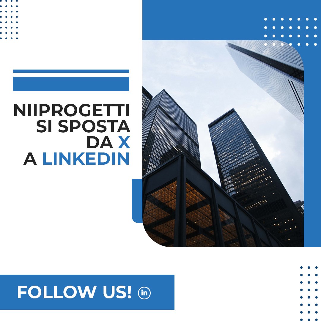 Sta per iniziare una nuova era per niiprogetti.it
L'appuntamento giornaliero con le news su #progetti, #appalti e #cantieri in Italia si sposta da X a #LinkedIn. Seguiteci per non perdere nessun aggiornamento.
linkedin.com/company/nii-pr…