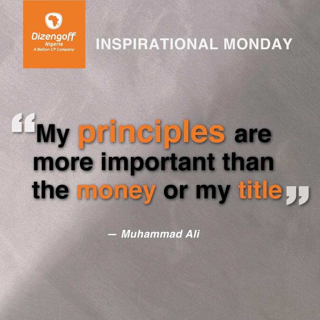 In life's arena, let your principles be the unwavering compass guiding your journey. 

For, in the grand scheme of things, the strength of your character outweighs any material gain or accolade. 
#inspirationmonday #dizengoffagric #dizengoffnig #dizengoffcomms #inspirationalquote