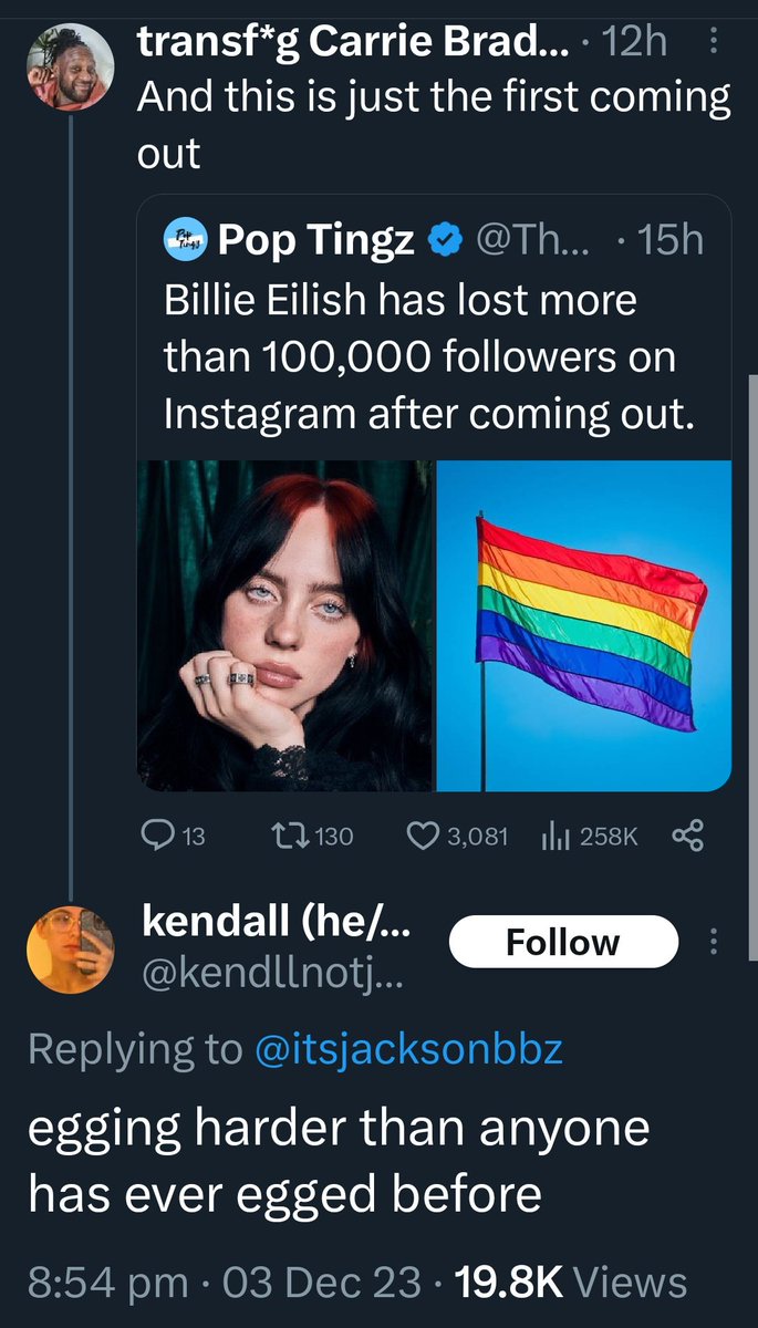 They really want Billie Eilish to be trans. Because any woman who wears baggy clothes must want to be a man. It's definitely not regressive stereotyping though.