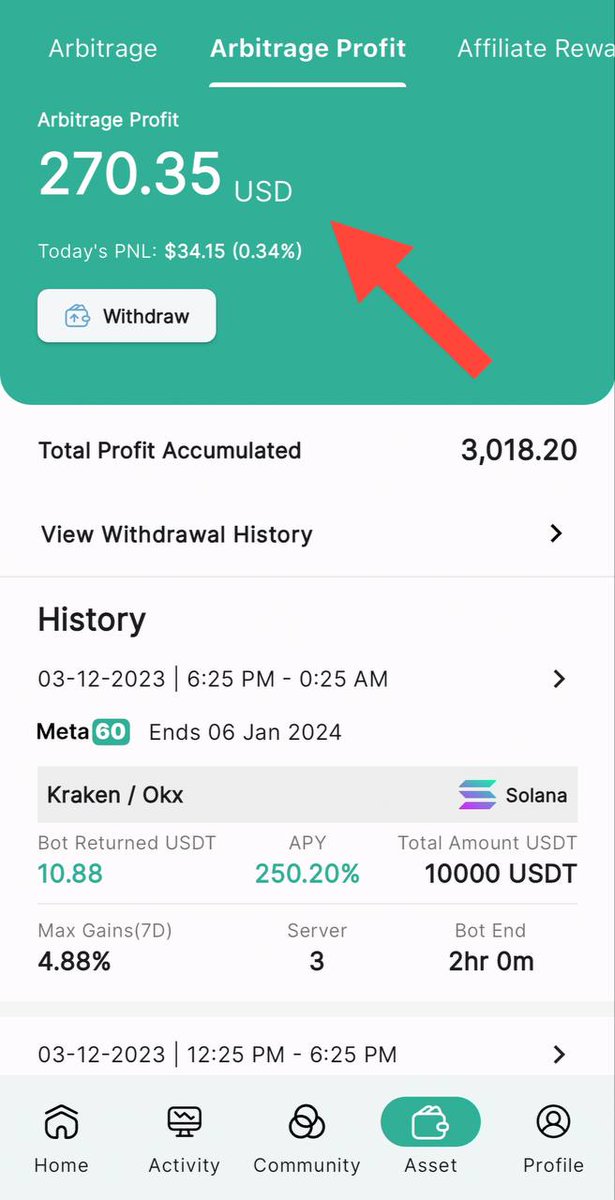 METAGPTGLOBAL's tweet photo. Profit Day-3 ‼️

Percentage Earning : 2.7🔣

Profit Monthly 12%-24% 🤑

ℹ️Linktree Info : 
https://t.co/DjIoiFpfwe
Enjoy Trade, Enjoy Profit with A.I Metagpt 🤖 https://t.co/aWLLlc5LYg
