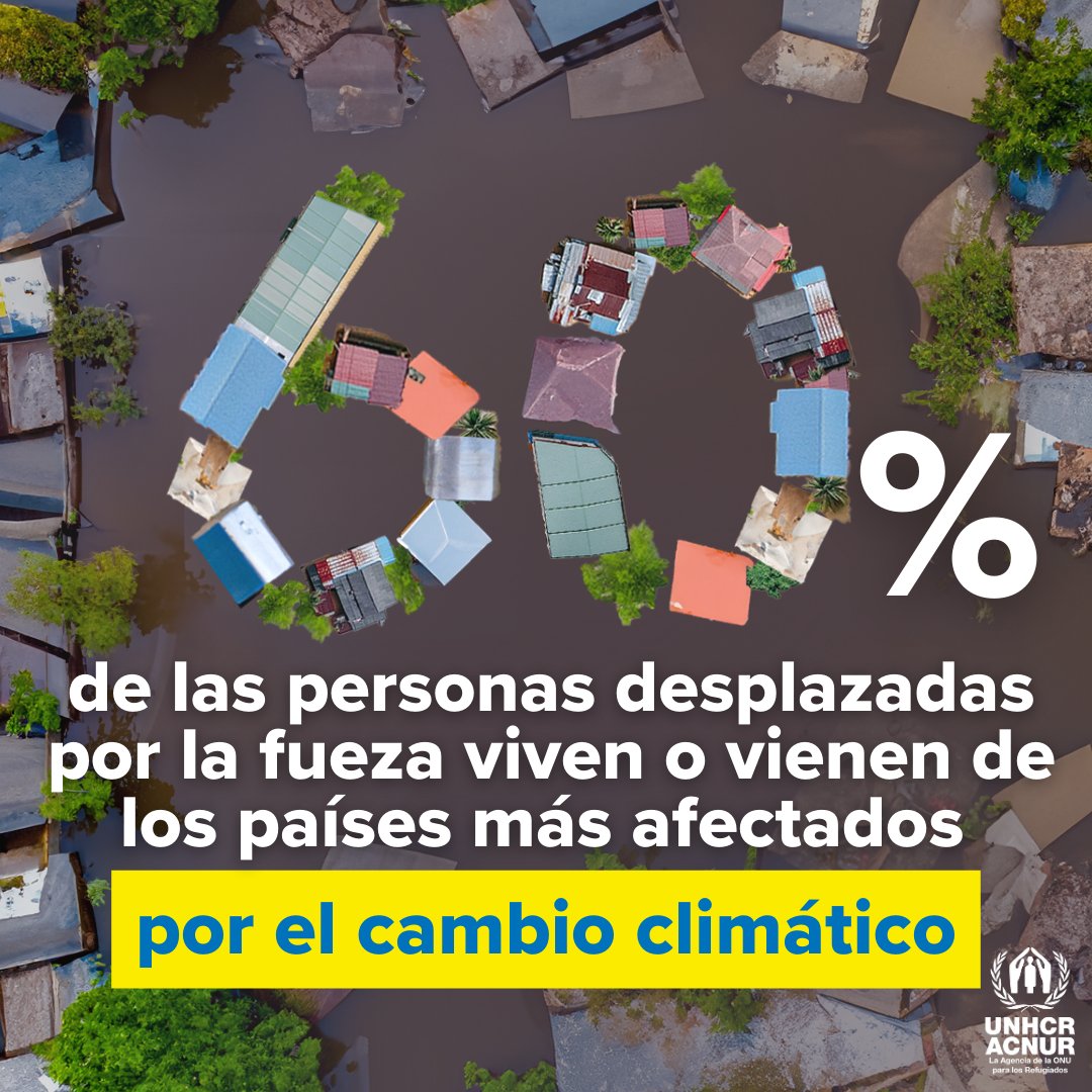 ACNURspain's tweet photo. Cualquier persona puede sufrir la #CrisisClimática
Cualquier persona puede verse forzada a huir de su hogar

Imagina enfrentarte a ambas. Son las más afectadas y las menos responsables

El 60% de refugiados y solicitantes de asilo viven en países afectados por el #CambioClimático https://t.co/nR7uoJMsvP