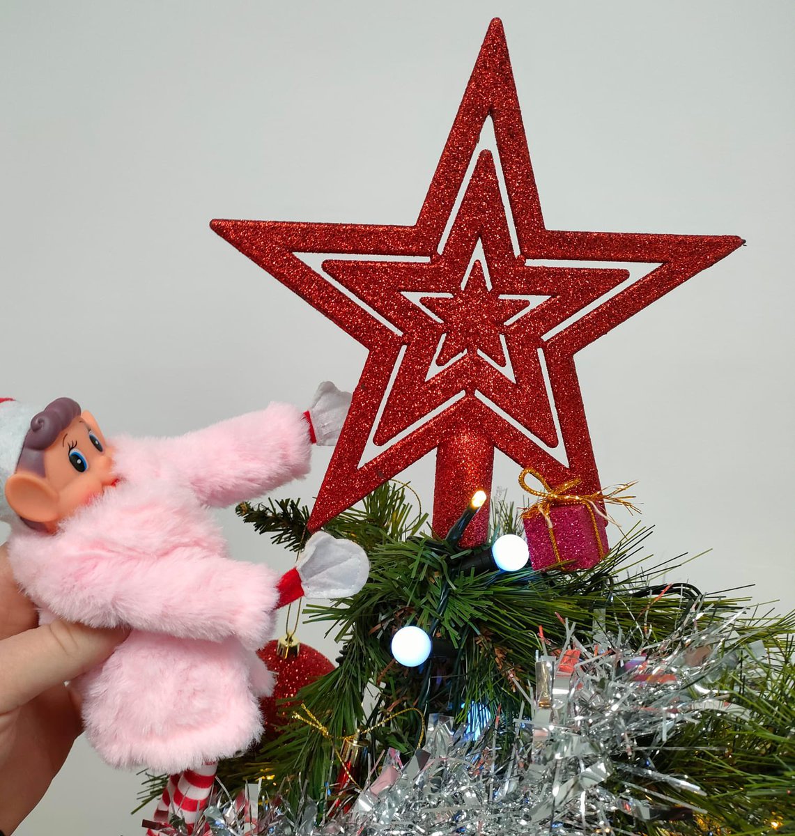 ArtDesignDept1's tweet photo. Sketchy is the true Star on the top of our tree, he's been busy decorating and he has thought up all manner of elfish tasks to keep him occupied this week. @lismorecollege https://t.co/GtsntQPSmi