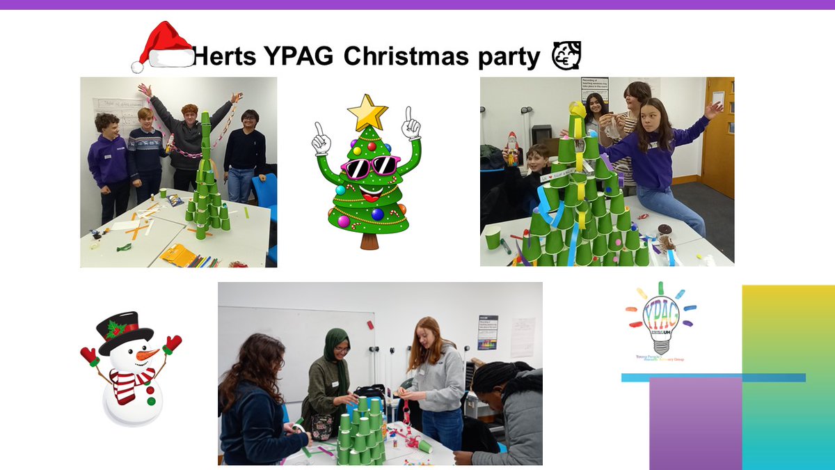 #HertsYPAG had a great, if chilly 🥶, end to the year on Saturday with a session with @flexiblefilms (we'll let you know more soon) & a Christmas party 🎅🥳. Check out our attempts to build Christmas trees 🎄with paper cups! Oh and some talking about research too 😁 @GenrYPAGs