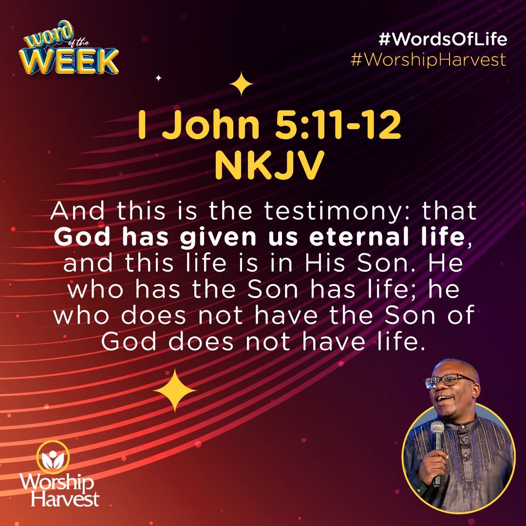God has given us eternal life, through Jesus Christ. 

When you have Jesus, you have LIFE. Receive His love today, to receive eternal life 🤗. 

#WordOfTheWeek #WordsOfLife #YearOfFruitfulness