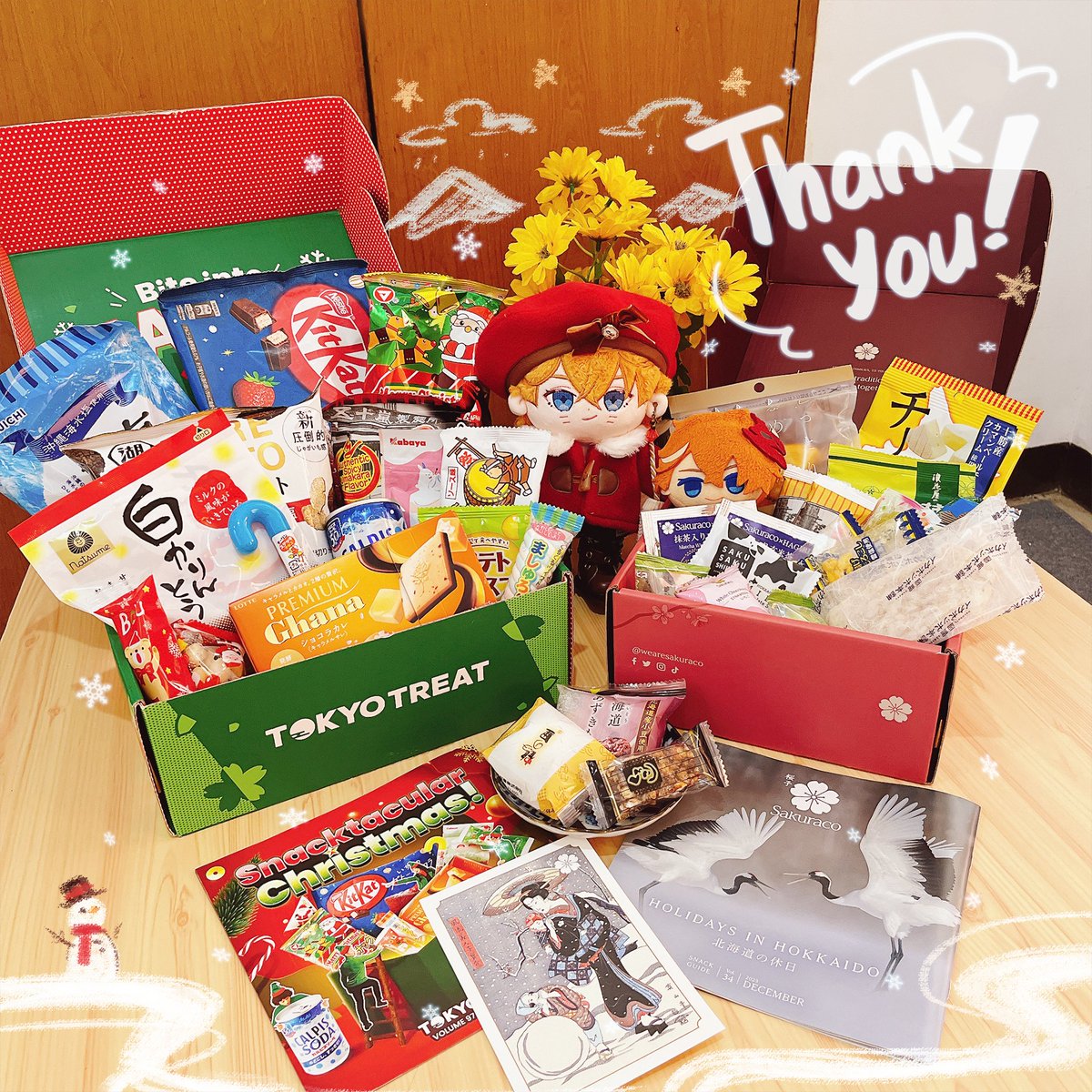 Thank you @wearesakuraco & @tokyotreat !! this month is Christmas and winter-themed boxes, feel like I got care package before holiday season. it's always exicting to open the boxes and try each snacks!! 🎄🎄☃️🎁☃️🎄🎄 I love to try their Hokkaido Adzuki Cake and Baumkuchen ✨