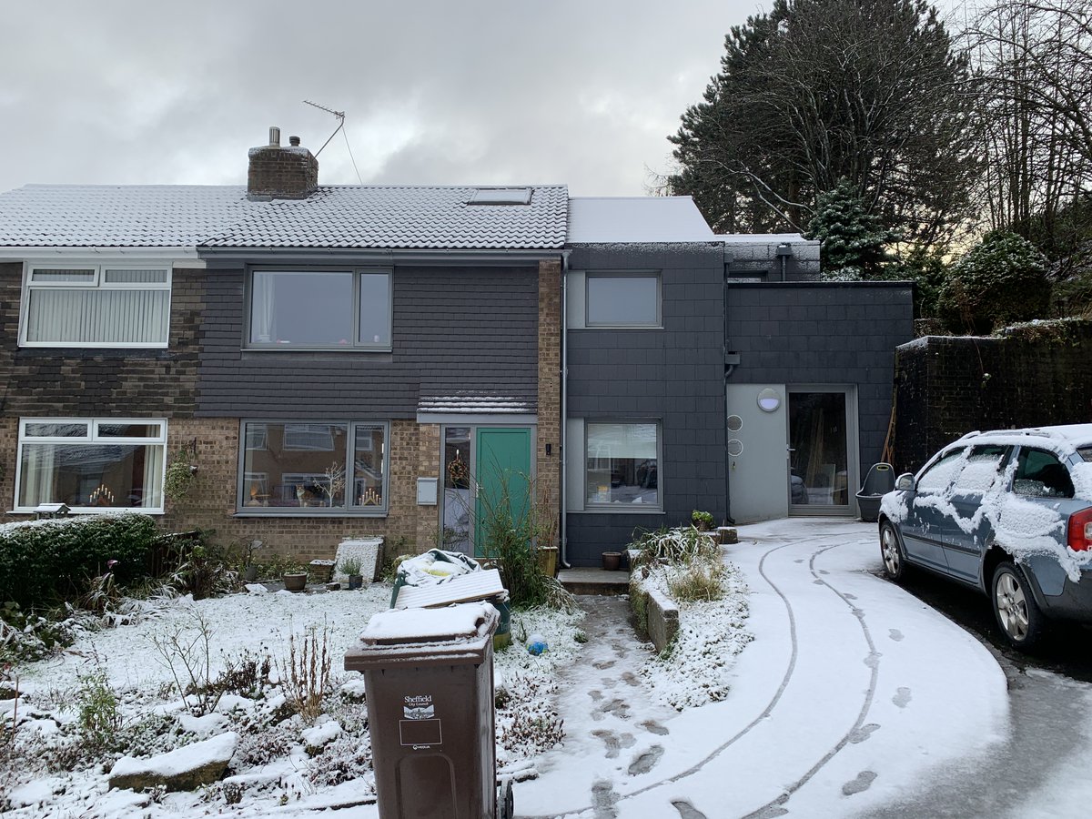 After @GeorgeMonbiot's post about #Passivhaus, I thought I'd repost this image of our #enerphit #retrofit of our 1970 semi. We also only have one radiator. Despite the temperature outside not rising above 0 deg all weekend, we were supremely comfortable. There is another way.