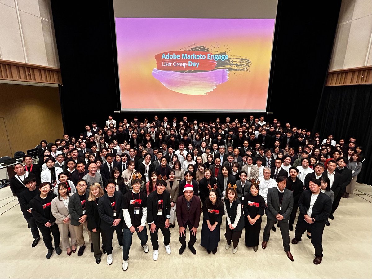 MarketoJP's tweet photo. 2023年ラストMUG Day！マルケトユーザー様大集合！
本日登壇いただいた皆様、参加いただいた皆様、ありがとうございました。
来年もAdobe Marketo Engageをどうぞよろしくお願いいたします😊

#アドビMUG https://t.co/OngO9dTS0Y