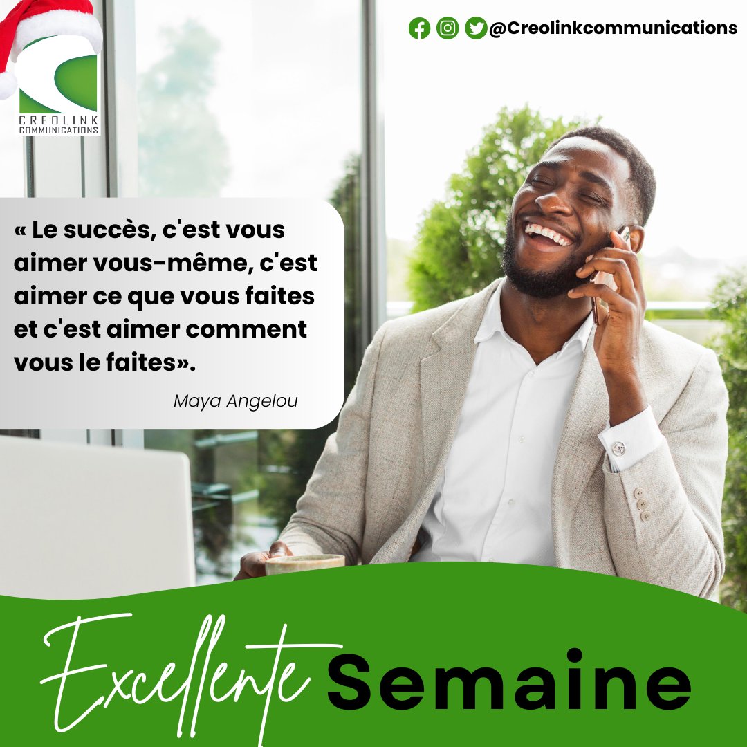 ☀️𝐄𝐱𝐜𝐞𝐥𝐥𝐞𝐧𝐭𝐞 𝐬𝐞𝐦𝐚𝐢𝐧𝐞 𝐚̀ 𝐭𝐨𝐮𝐬😎!
#creolinkcommunications #numérilink #HomeLink #OfficeLink #Corporatelink #newweek #newweekvibes #monday #mondaymood #mondayvibes #mondaymorning #motivation #MotivationMonday #motivation