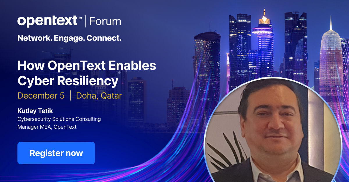 WaldeckCAnn's tweet image. Join Kutlay Tetik, #Cybersecurity Solutions Consulting Manager MEA at @OpenText, as he unravels the secrets of #cyberresiliency at #OpenTextForumQatar 2023.

Register now: ow.ly/E6QA50QabTk

#OpenTextQatar #AIInnovation #FutureOfBusiness #Aviator #OpenText