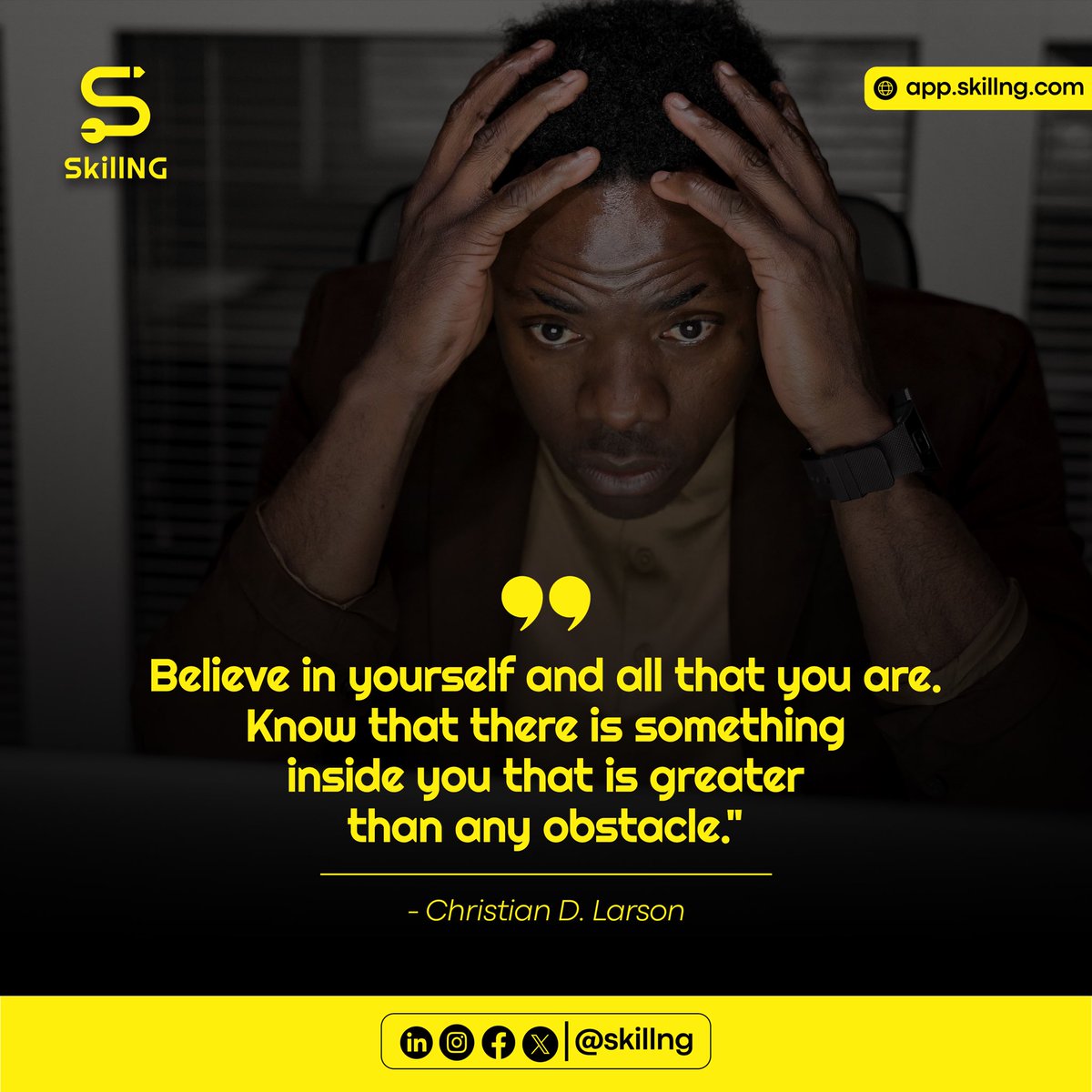 skill_ng's tweet photo. A new week, A new challenge to have confidence in yourself.
Always remember that insIde you, there's a strength that can overcome any challenge.
You can do it!๐ซต
#LearnwithSkillNG https://t.co/9F11Cg0Z0o