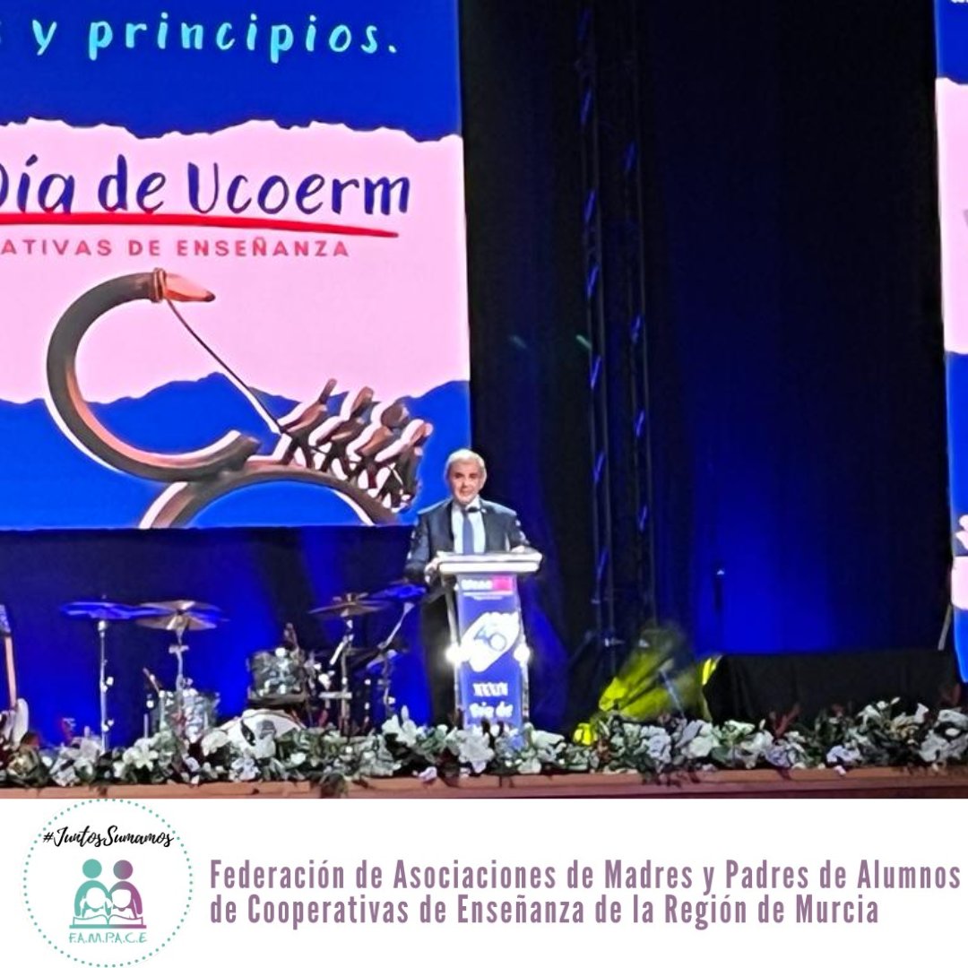 FampaceMurcia's tweet photo. 👉El pasado viernes 1 de diciembre #FAMPACE estuvo presente en la celebración del XXXIX Día de @ucoerm. Un momento para celebrar y conmemorar el esfuerzo y el buen hacer por un modelo cooperativo de enseñanza en nuestra Región.
#JuntosSumamos https://t.co/1UoQ47mDaP