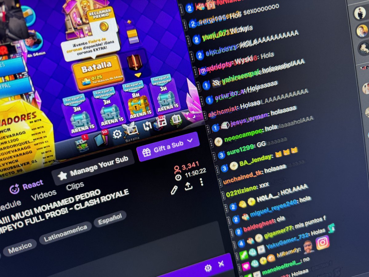 Rockstar_YT's tweet photo. LOCURA DE FINAL DE TEMPORADA CARDIACO!!! CASI 5000 PERSONAS DISFRUTANDO DE CLASH ROYALE 🤩 TOP 400 DEL MUNDO APENITAS GRACIAS POR EL APOYO ♥️ #SimioArmy 🐵 https://t.co/4KUGwnHvEv