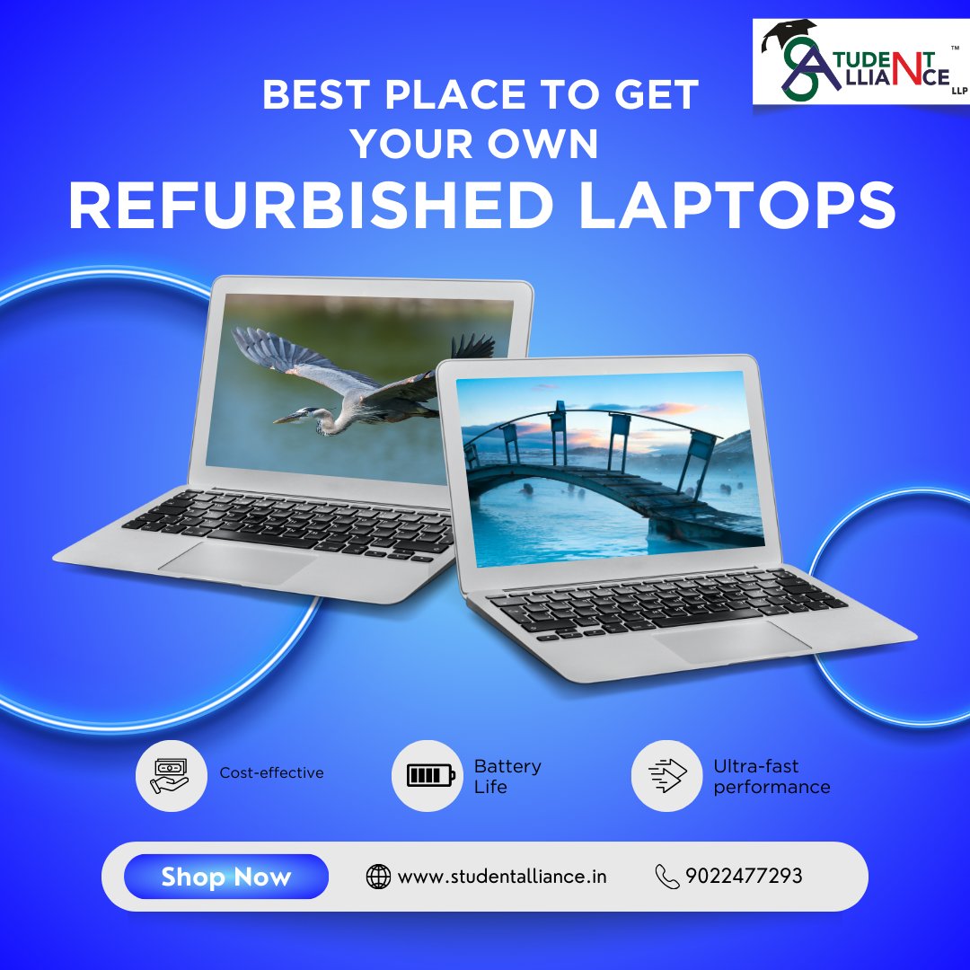 studentaliance's tweet photo. Why settle for less when you can have it all? 💻✨ Our refurbished laptops offer peak performance without the premium price. 🌈💸
#TechAllure #SmartChoices #TechBrilliance #RefurbishedMagic #RenewedInnovation #TechOnABudget #laptop #LaptopLife #viral https://t.co/ARrtcYlW53