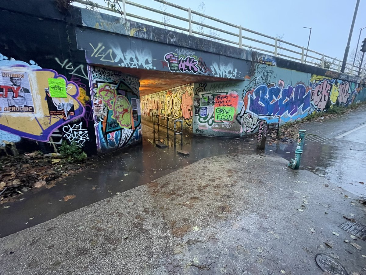 Not a great #cycletowork commute this morning. This underpass in East #Bristol floods regularly making #walking and #cycling to school and work a challenge for many. #inequalities