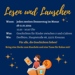 Lesen und Lauschen: Ab Januar wird es eine neue gemütliche Veranstaltung im Dorfbüro geben – ein Vorlesecafé. dlvr.it/SzgTcv