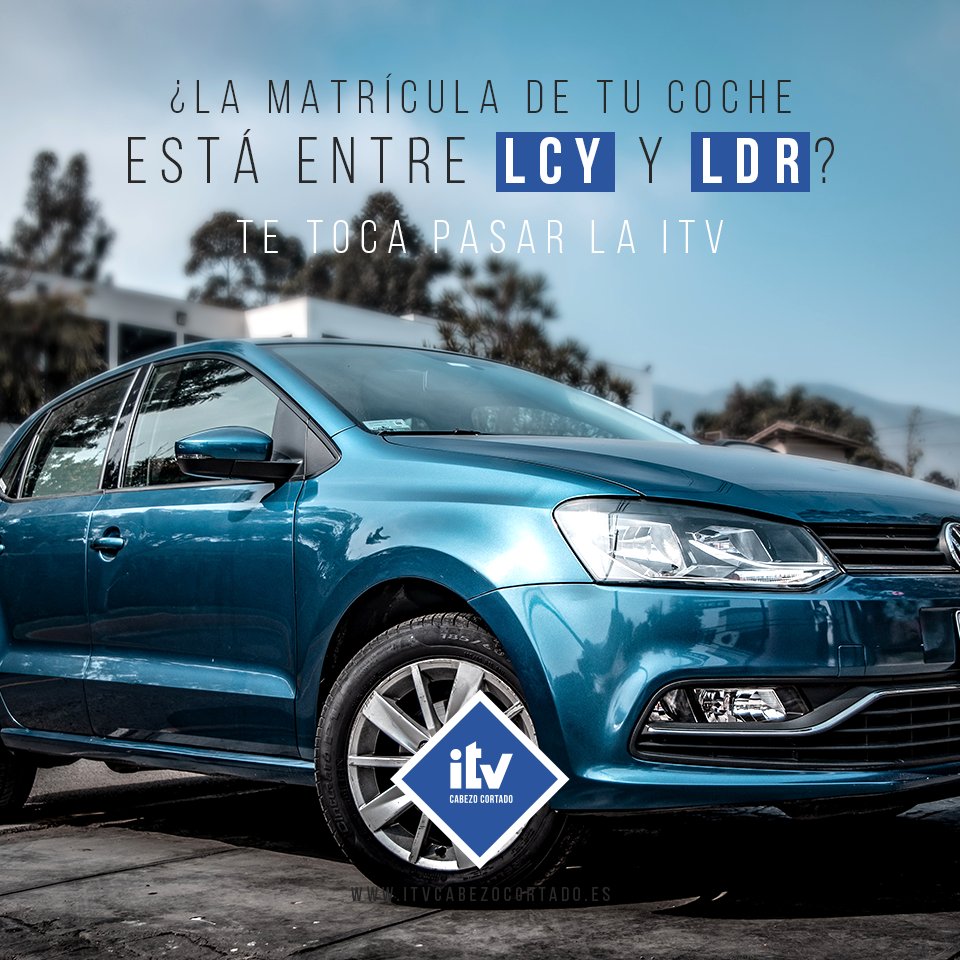 ¿Te vas de puente esta semana?👏❤️
📢¡Recuerda! Si la matrícula de tu coche está entre 𝗟𝗖𝗬 y 𝗟𝗗𝗥... ¡no te vayas sin pasar la #ITV!🚗📋

Reserva cita previa:
 
💻citaprevia.itvcabezocortado.es 
📞968065090 
📱WhatsApp: 661104606
 
#ITVMurcia #Coches #Vehículos #Automóviles