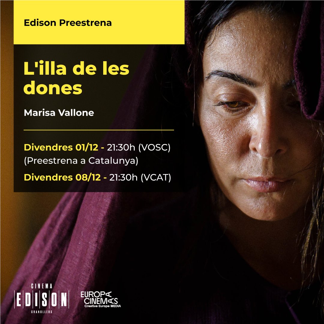 edisoncinema's tweet photo. Un pont de pel·lícules! 😍
🎬🖤 Un amor #EdisonEstrena
🗓 Dimecres 6/12 - 19:00h (VO).
🗓 Dissabte 9/11 - 20:30h (VO)
🗓 Diumenge 10/12 - 19:00h (VO)
🎬🏝 L’illa de les dones #EdisonAcull
🗓 Divendres 8/12 a les 21:30h (VCAT)
🔗 https://t.co/CM7K4z1lzl https://t.co/Tjn4KZ5V26