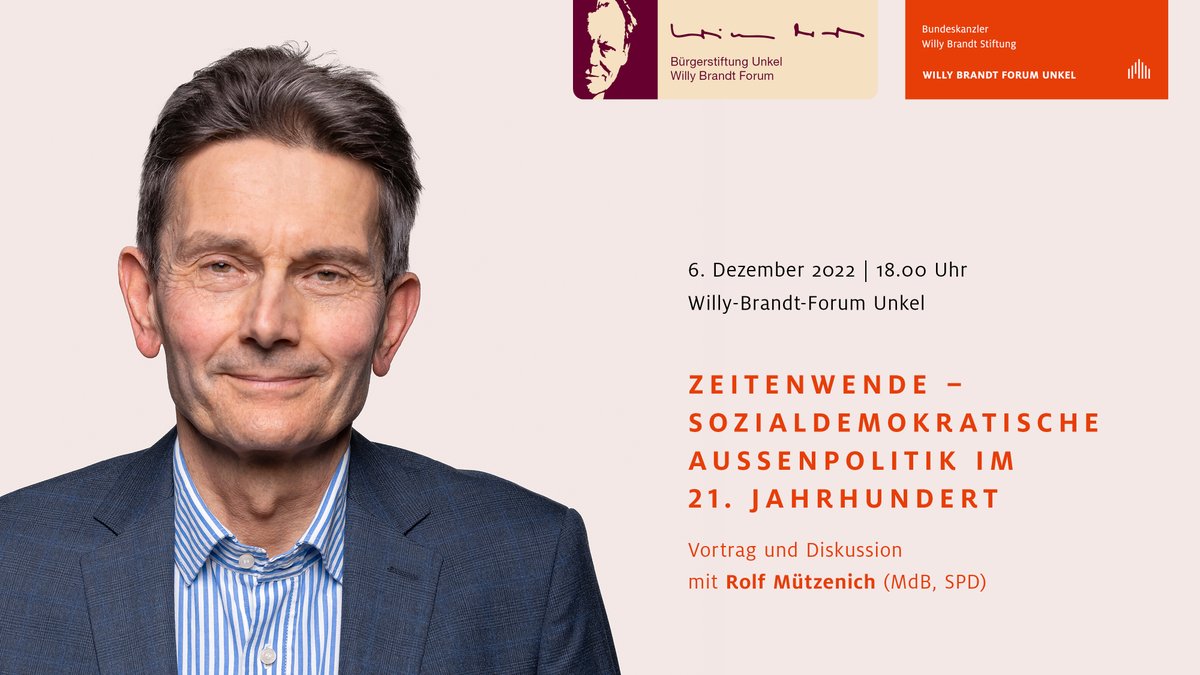 BWBStiftung's tweet photo. Heute begrüßen wir Rolf #Mützenich, Vorsitzender @spdbt, im #WillyBrandt-Forum #Unkel. Sein Vortrag behandelt das Thema „Zeitenwende – Sozialdemokratische Außenpolitik im 21. Jahrhundert“. 

Ab 18 Uhr geht's los – im Forum und im #Livestream. 
https://t.co/RqU7acKqYl https://t.co/mxdy1gfu0G