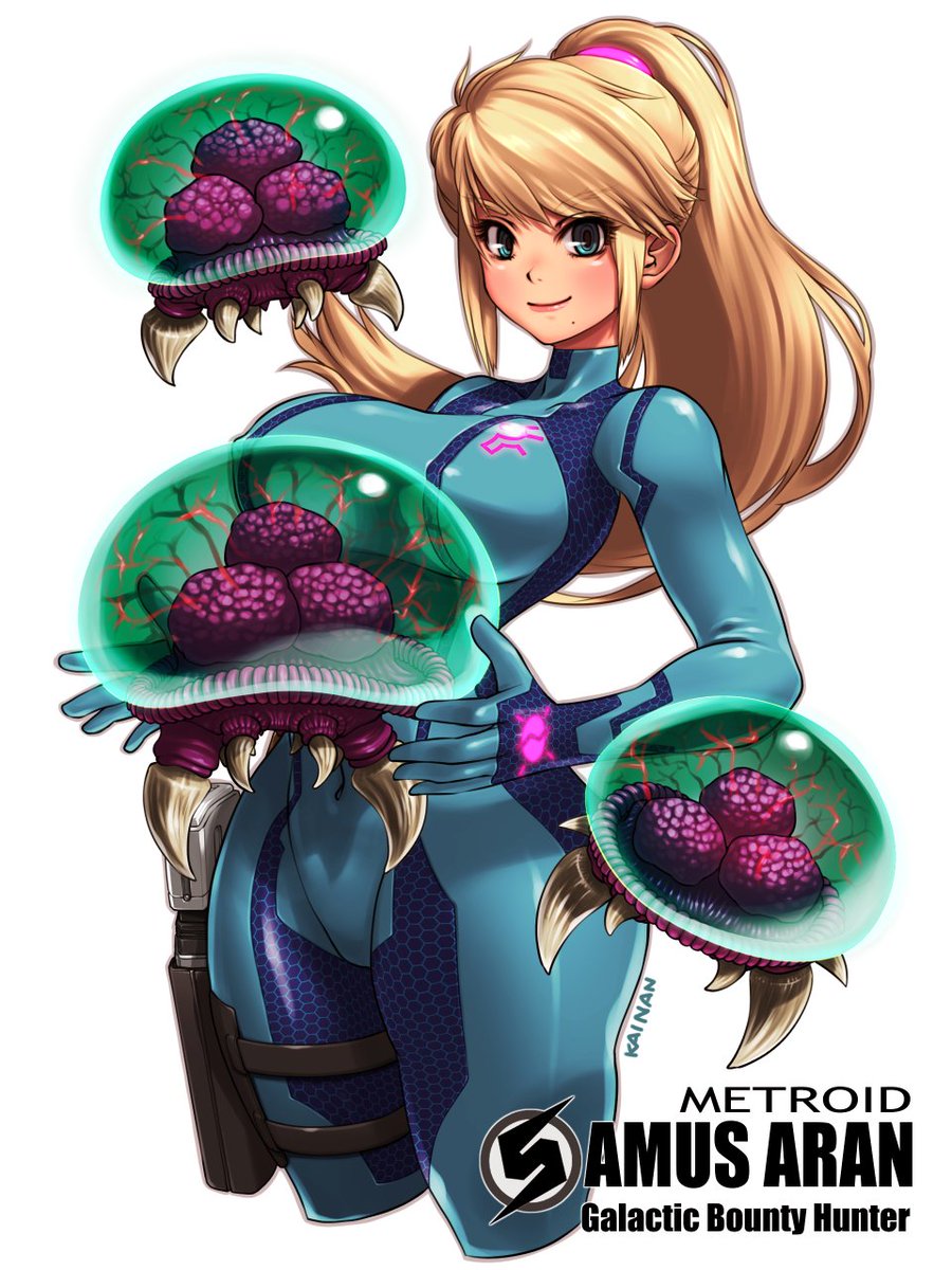 サムス・アラン 「カッコいい賞金稼ぎ!ᐠ(  ᐢ ᵕ ᐢ )ᐟ  #メトロイド #サムス・アラン 」|かいなんのイラスト