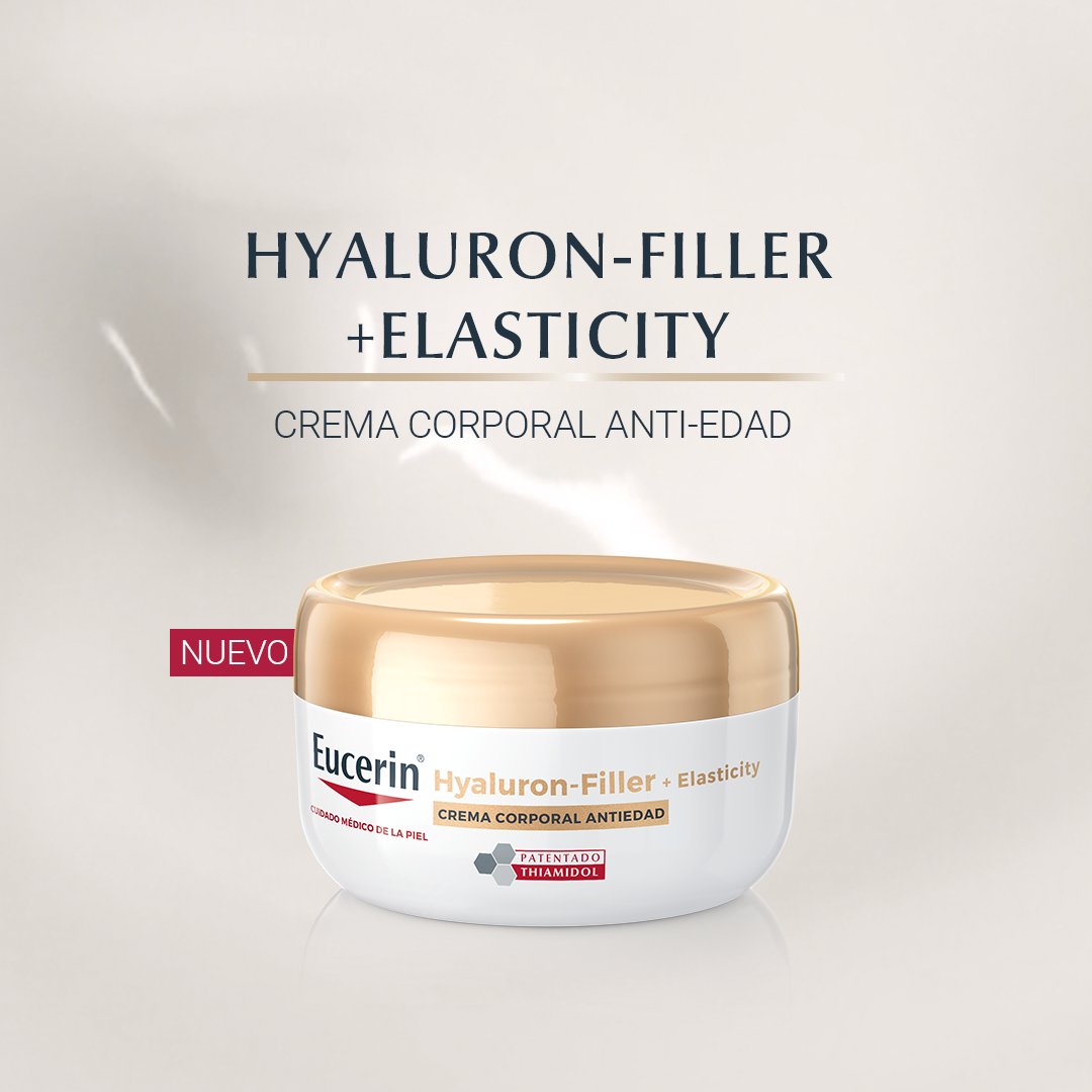 EucerinES's tweet photo. ✨ Nuevo lanzamiento. ✨

#HyaluronFiller + Elasticity Crema Corporal Anti-edad, una #cremacorporal #antiedad. 

Su fórmula presenta tres ingredientes clave que actúan sobre la piel corporal para dejarla más firme, rejuvenecida, renovada y suave al tacto. https://t.co/IX3vuf7K7X