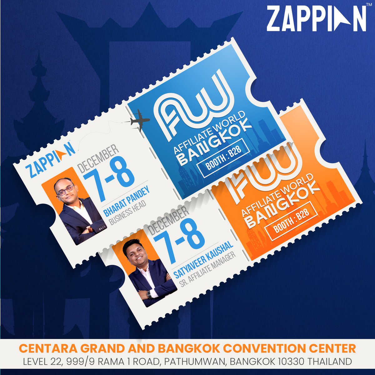 ZappianM's tweet photo. Only 3 days to go to @AWConferences! Team Zappian is ready to meet you all and close this year on a high!
Catch us at Booth - B28!
Book a meeting here -
https://t.co/elGxQgfKIo
#awasisa2023 #awconferences #awbangkok #affiliatemarketing #zappian https://t.co/JJmLhBO4z3