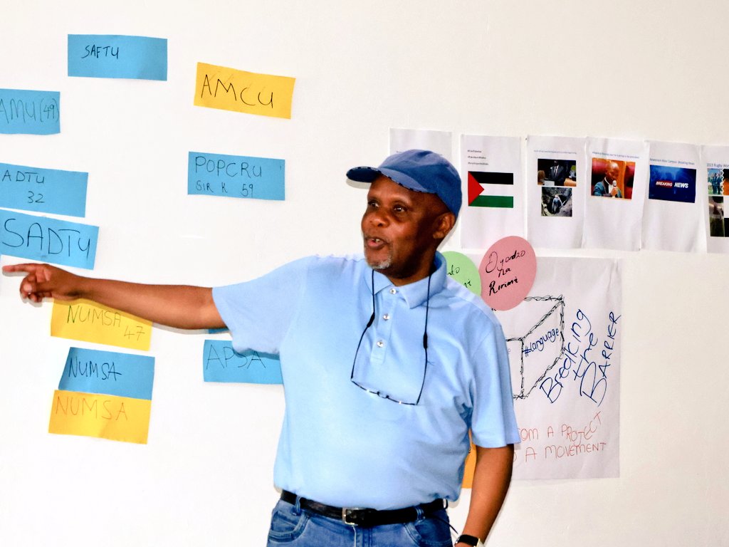 FES_SouthAfrica's tweet photo. "Democratisation of a political system is an ongoing project." - Dinga Sikwebu at #FHAS23 on the role of Trade Unions in South Africa's political system. https://t.co/NhWbwF02SX