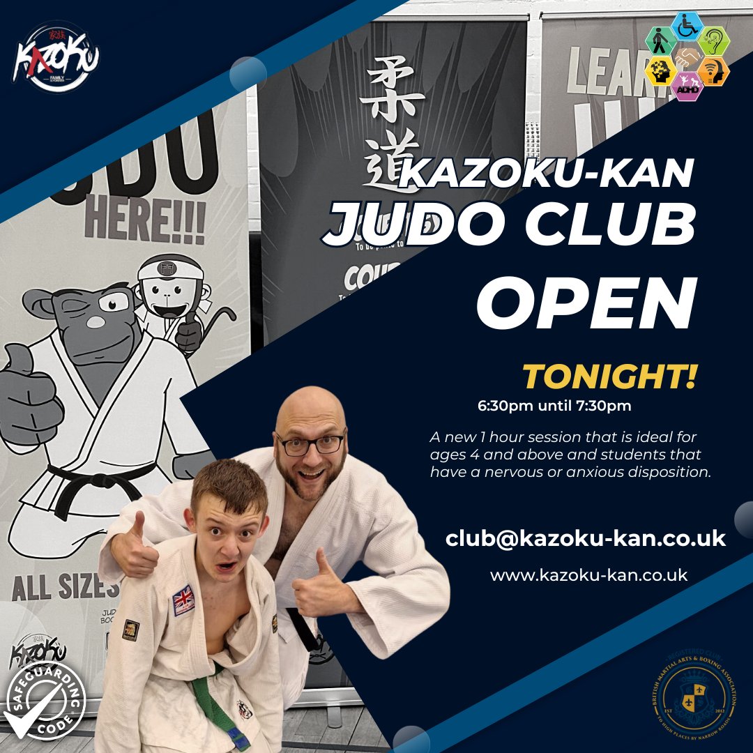 Our NEW session is open this evening from 18:30 until 19:30. Ideal for beginners for ages 4 and above, or extra training for existing members. Come and say hello at <a href="/RigbyHsch/">Rigby Hall School</a> :)

#judo #judoforbeginners #senjudo #judoforeveryone #bromsgrove #bromsgrovejudo