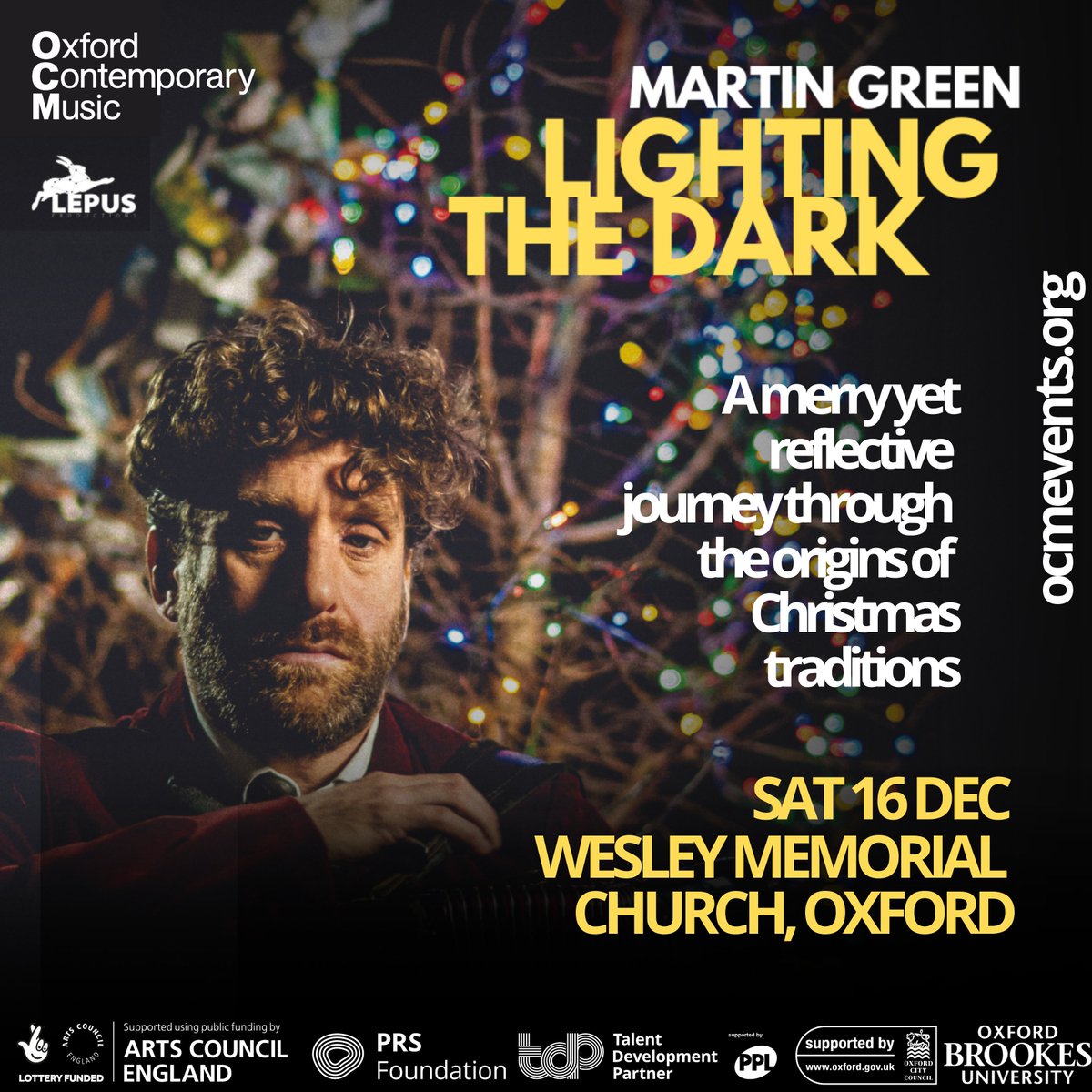 From our friends @OCMEVENTS: Join Ivor Novello award winning composer Martin Green on Sat 16 Dec in Oxford for a merry yet reflective journey through Christmas traditions. Featuring folk, jazz, + storytelling. This show is for everyone. Booking via ocmevents.org