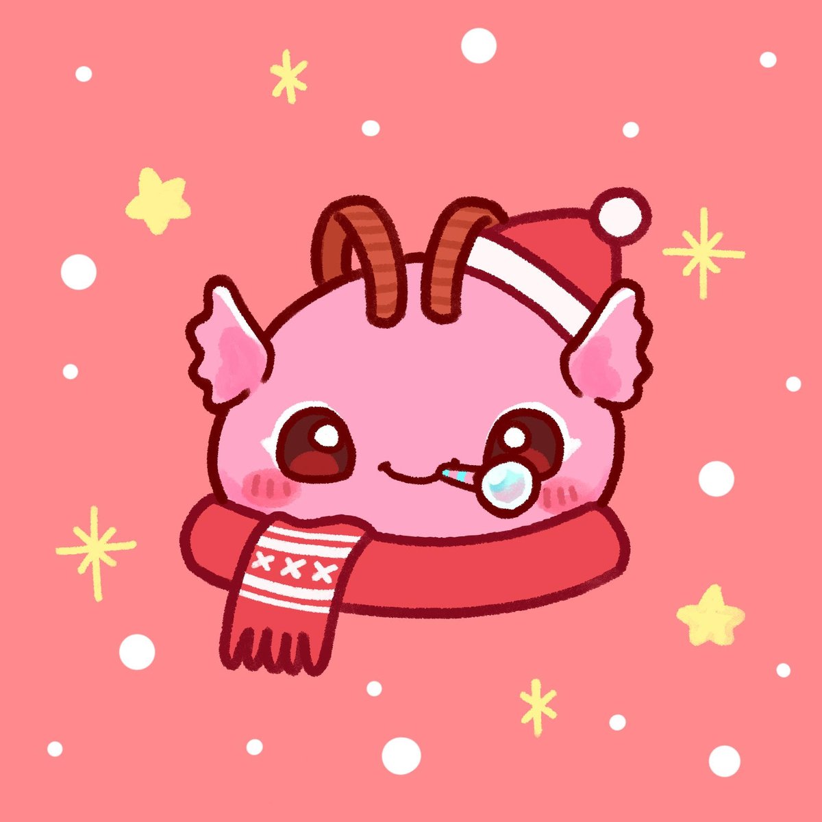Blanche is feeling festive with her cute little Santa hat! 🎉

Thanks for this, <a href="/oshiosann/">oshio🧂💙Ronin VTuber</a>! 🫶