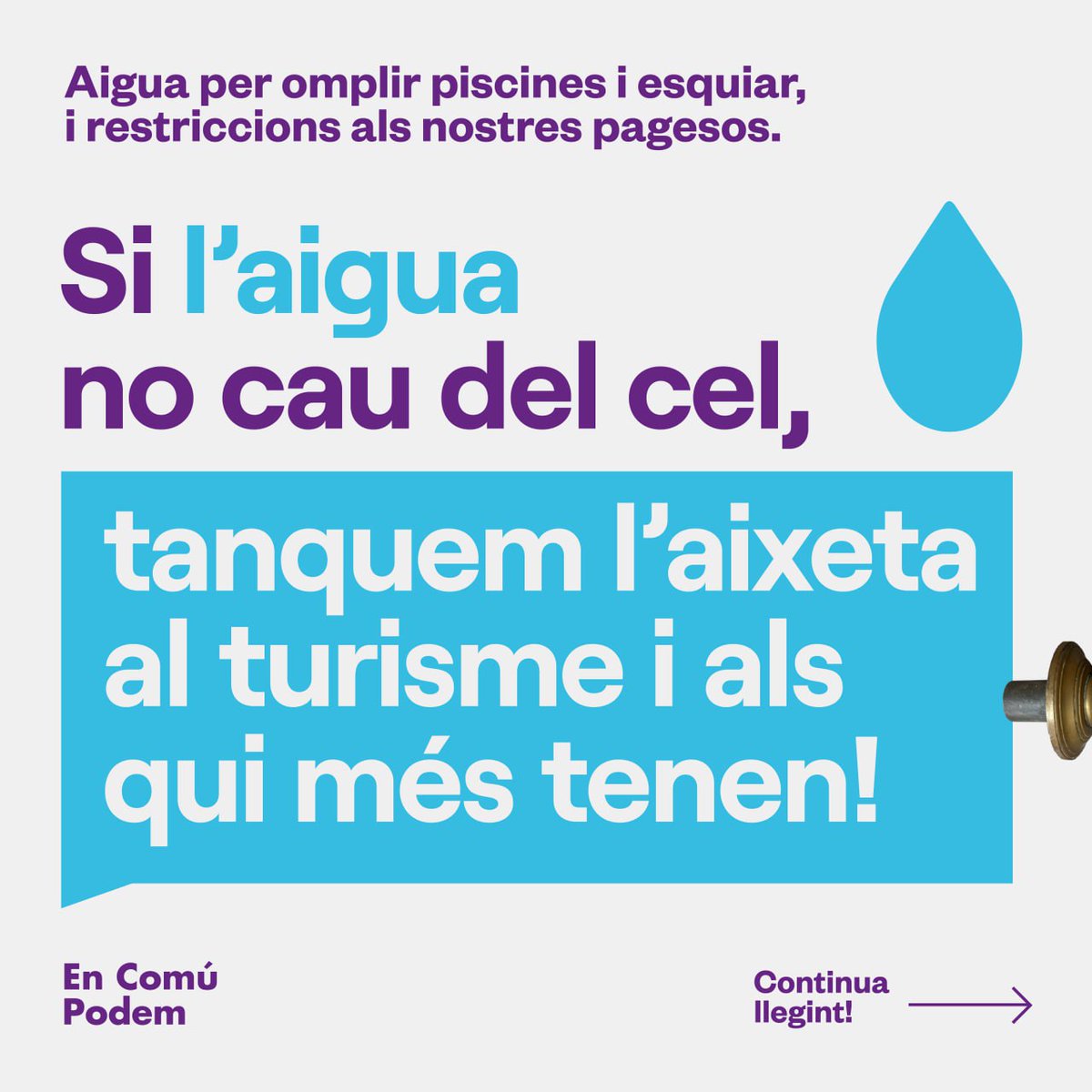 EnComuPodemAMB's tweet photo. 💧 No podem permetre que la pitjor sequera de la història la paguin els de sempre

Davant de problemes de país, calen solucions compartides 🚿 https://t.co/EMDyzVH8qN