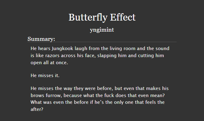 btsangstfest's tweet photo. #ProMonday ✬‧₊˚ ³⁶
╰─▸ #yoonkook ❝Butterfly Effect❞ by @yngimint
completed┊explicit┊8.7k
✩ sexuality crisis, self-discovery, depressing thoughts, hurt/comfort, misunderstandings, healing, declarations of love
https://t.co/Tw9cgxfmnm https://t.co/Jg8vcF8B3U