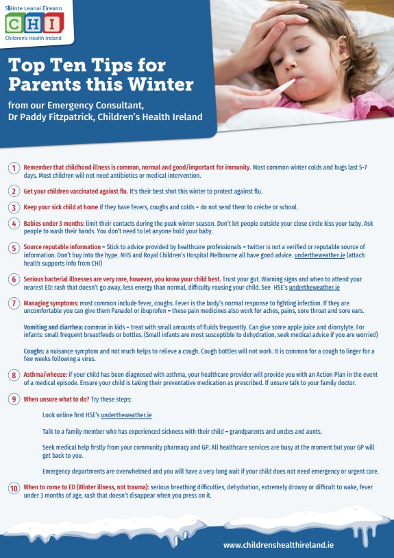Check out our top tips for parents to keep their children well this winter: ❤️Illnesses are normal 💉Get nasal flu vaccine 🏡Stay at home 👶 Limit visitors 🏥 If serious get medical advise