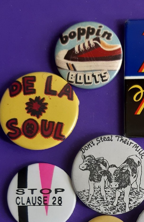 Located in a cupboard, some badges I wore in my teenage years (late 80s) #badges